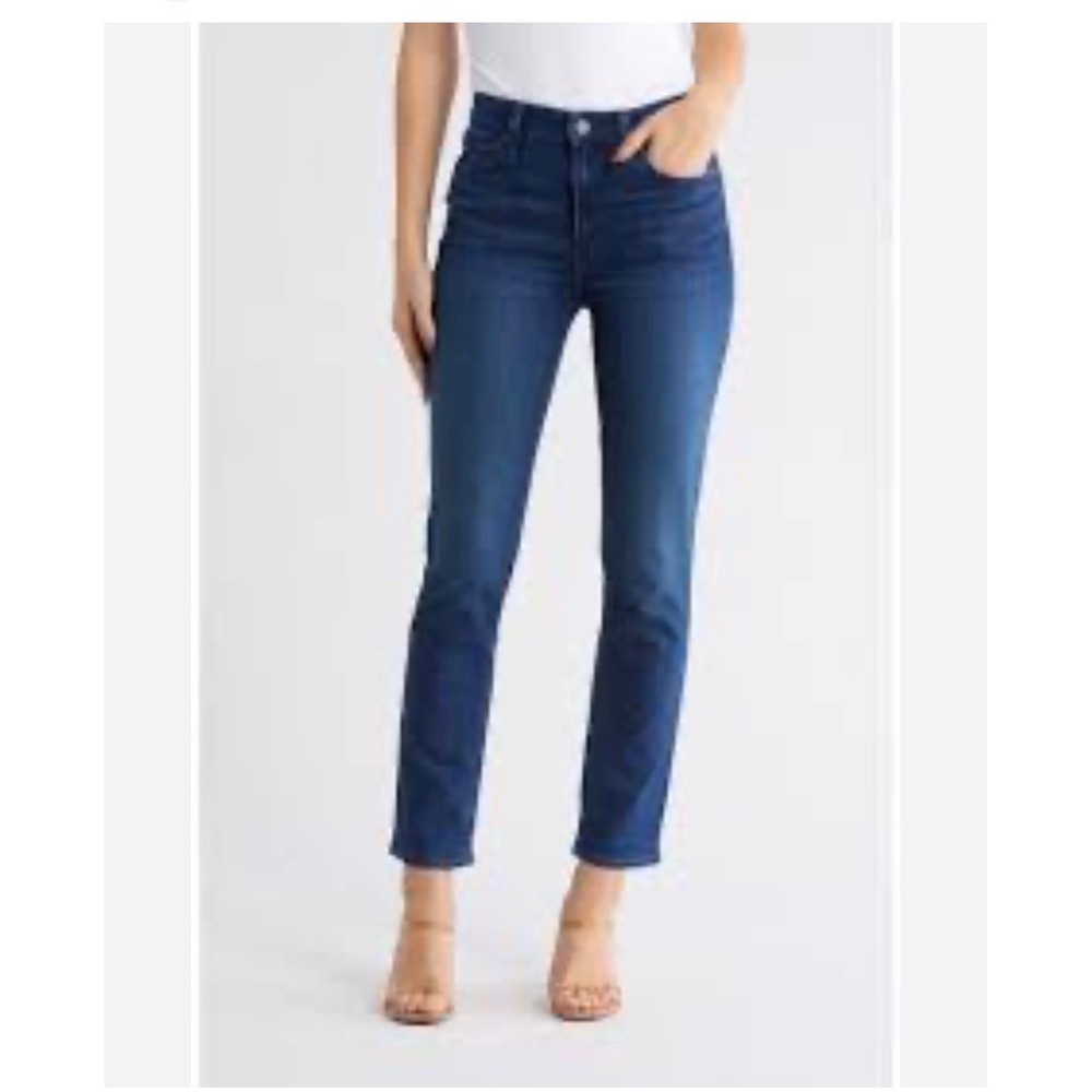 PAIGE Hoxton Straight Jeans 32 Quiet Luxury Old Money Dark Indigo Stretch Denim